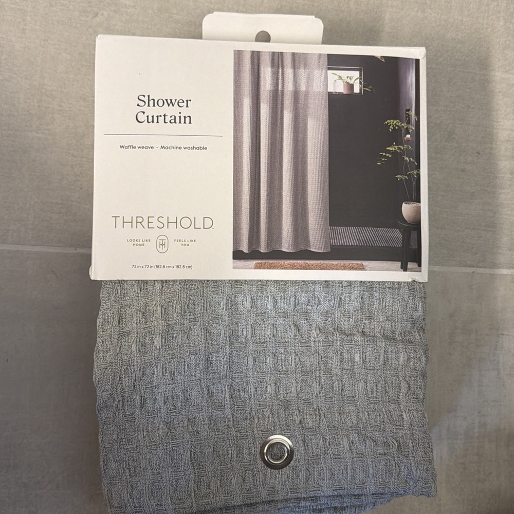 Threshold 72x72 Gray Waffle Weave Shower Curtain Grommet Top 94227710